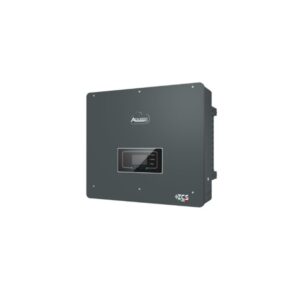 Inverter ibrido trifase ZCS Azzurro 3PH HYD8000 ZSS da 8 kW. Design compatto, colore grigio scuro, display frontale.