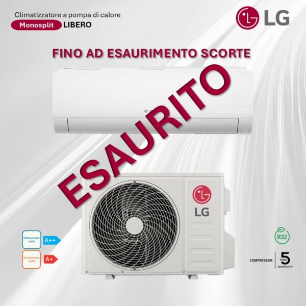 Climatizzatore LG Monosplit Libero bianco. Unità interna ed esterna sovrapposte. Esaurito.