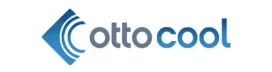 Logo Otto Cool. Design moderno con testo ottocool in grigio e blu, affiancato da un simbolo geometrico blu. Identità visiva aziendale.