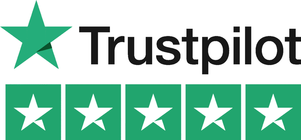 Logo Trustpilot con stella verde e 5 stelle. Recensioni clienti verificate per e-commerce. Affidabilità e feedback degli utenti. Valutazioni Trustpilot.
