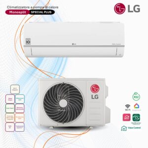 Climatizzatore LG Monosplit Special Plus: unità interna ed esterna. Climatizzazione e riscaldamento efficiente con tecnologia Dual Inverter.