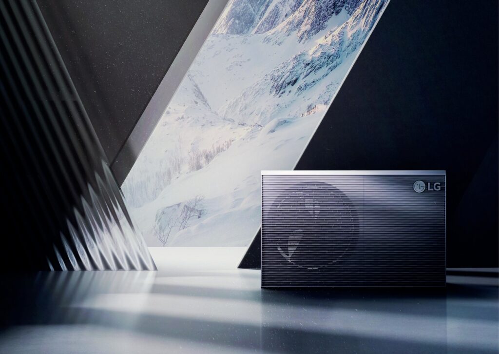 LG Therma V R90: pompa di calore aria-acqua monoblocco. Design elegante, alta efficienza energetica. Ideale per riscaldamento e raffrescamento.