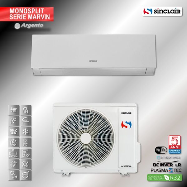 CLIMATIZZATORE SINCLAIR Monosplit INVERTER SILVER MONO/MULTI MARVIN 5,2 KW Marvin 18000 BTU  R32
