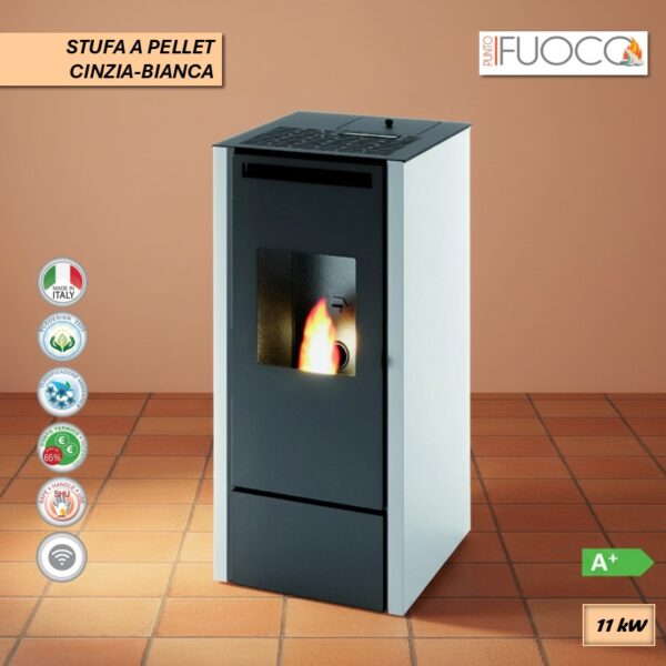 STUFA A PELLET CINZIA CAN VENTILATA BIANCA 11KW