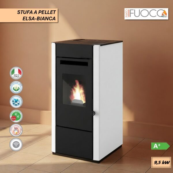 STUFA A PELLET VENTILATA ELSA BIANCA 9.5 kW
