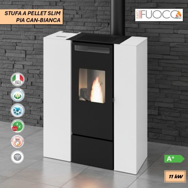 STUFA A PELLET PIA CAN.UP SLIM VENTILATA BIANCA 11KW