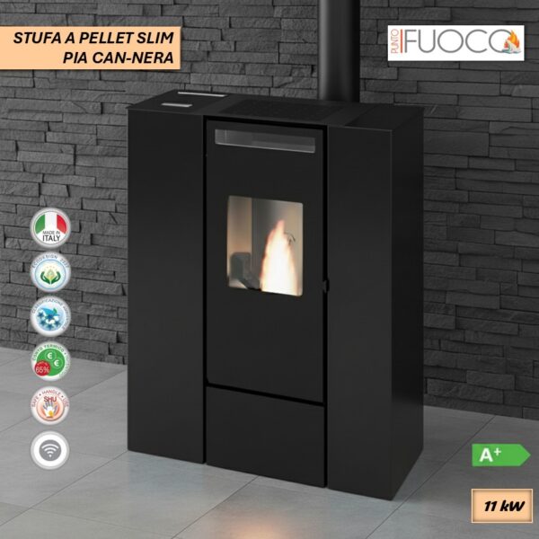 STUFA A PELLET PIA CAN.UP SLIM VENTILATA NERA 11KW