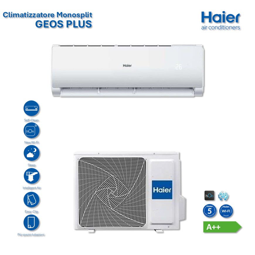 CLIMATIZZATORE HAIER MONOSPLIT INVERTER GEOS PLUS 3,5kW - 12000 BTU - R32
