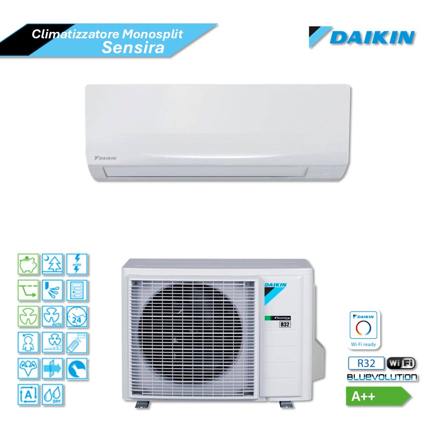 Climatizzatore Daikin Inverter Monosplit Sensira 2,5kW 9000 BTU
