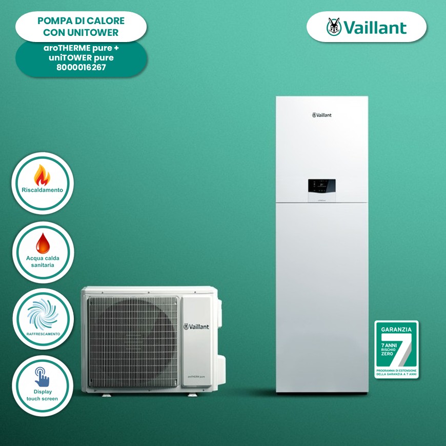 Pompa di calore Vaillant aroTHERM pure con uniTOWER pure 8kW